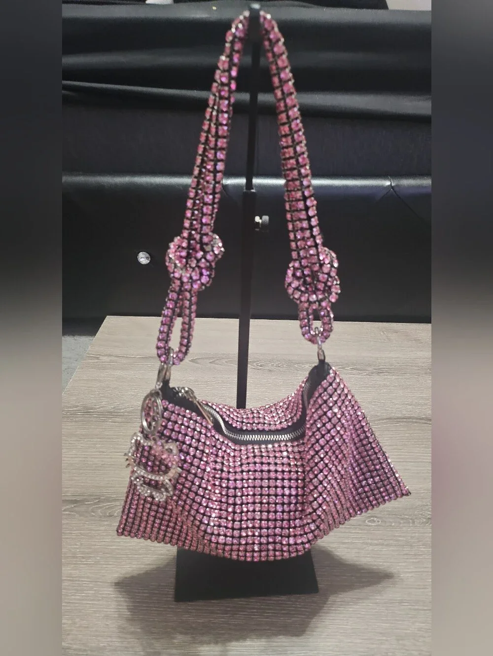 Urban Expressions Pink Rhinestone Purse W/ Hello Kitty Blinged out Keychain